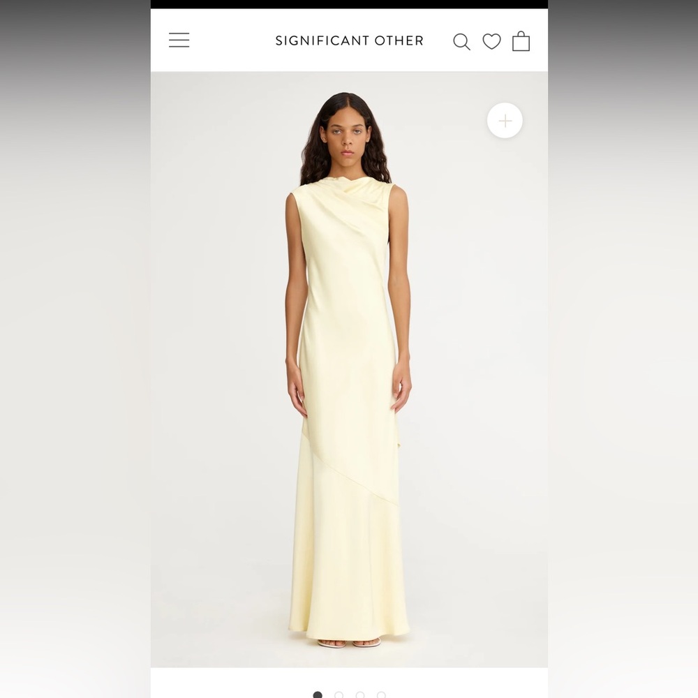 Significant Other Lana Cowl-Neck Tie-Back Satin Maxi Dress Pastel Yellow Size 6